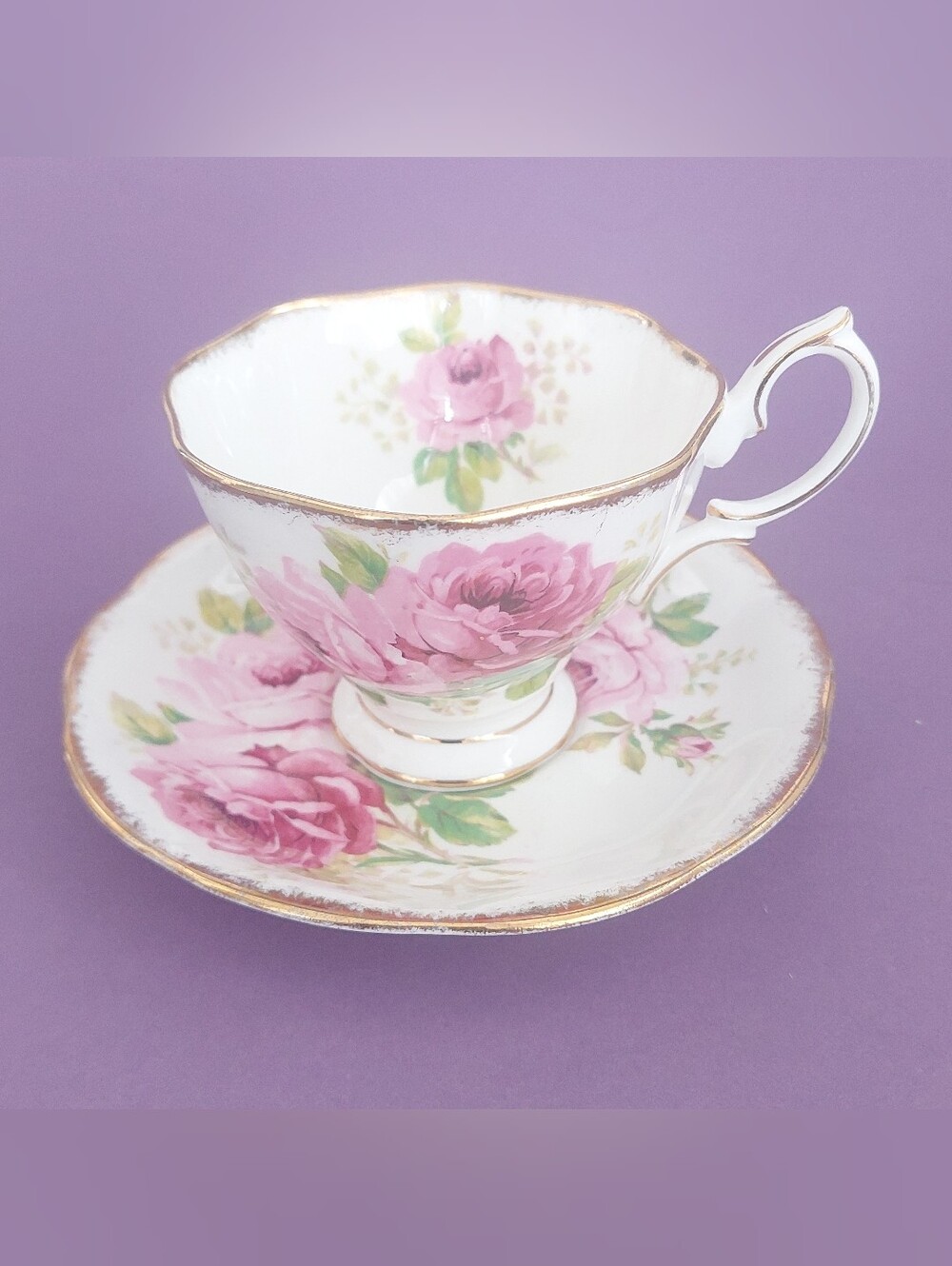 Vintage Royal Albert American Beauty Bone China Teacup & Saucer Set England